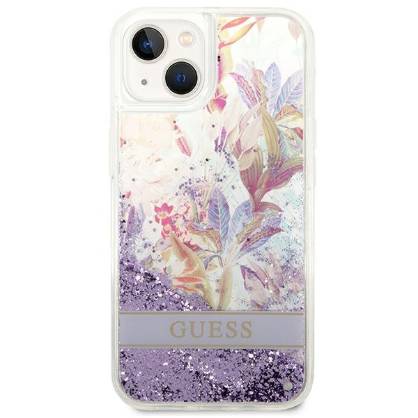 Kryt Guess GUHCP14MLFLSU Apple iPhone 14 Plus / 15 Plus purple hardcase Flower Liquid Glitter