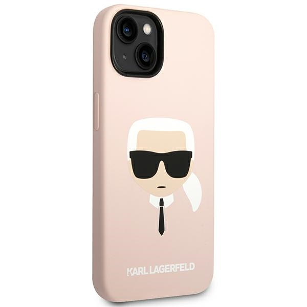 Kryt Karl Lagerfeld KLHMP14MSLKHLP Apple iPhone 14 Plus / 15 Plus hardcase light pink Silicone Karl`s Head Magsafe
