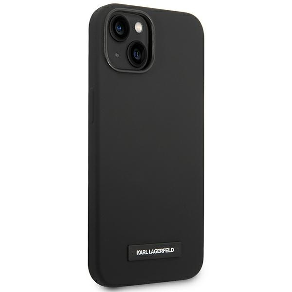 Kryt Karl Lagerfeld KLHMP14MSLMP1K Apple iPhone 14 Plus / 15 Plus hardcase black Silicone Plaque Magsafe