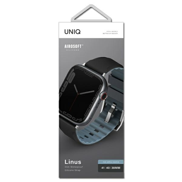 Kryt UNIQ Linus strap Apple Watch 4/5/6/7/8/9/SE/10 40/41/42mm Airosoft Silicone black/midnight black