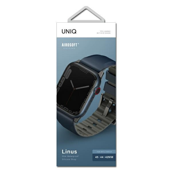 Kryt UNIQ Linus strap Apple Watch 4/5/6/7/SE/8/9/Ultra 44/45/49mm Airosoft Silicone blue/nautical blue