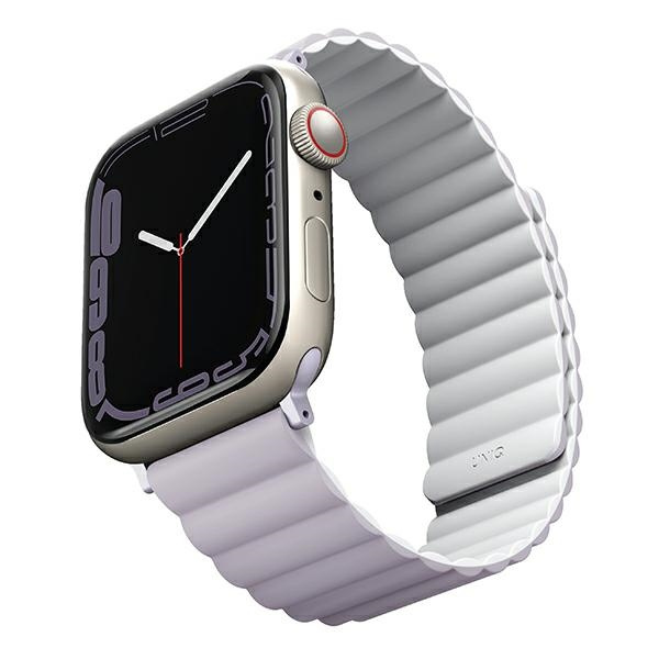 Kryt UNIQ Revix strap for Apple Watch 4/5/6/7/SE/8/9/Ultra 44/45/49mm Reversible Magnetic lilac-white