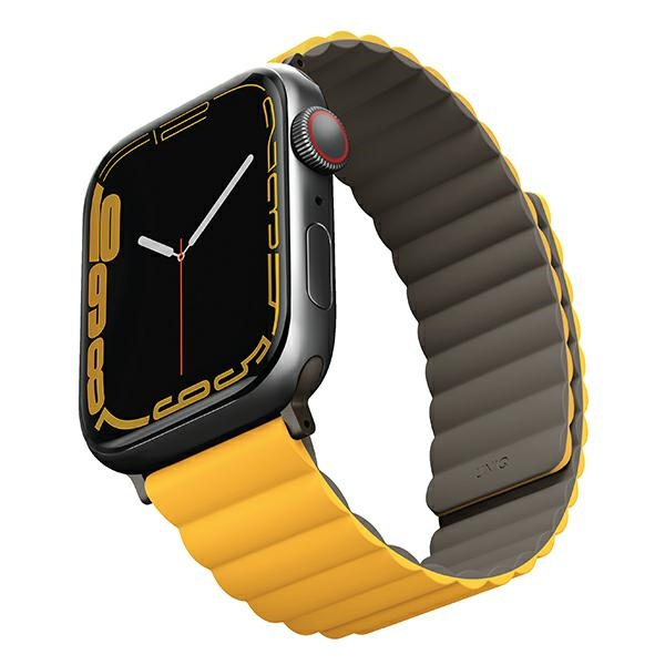 Kryt UNIQ Revix strap Apple Watch 4/5/6/7/SE/8/9/Ultra 44/45/49mm Reversible Magnetic mustard-khaki/mustard-khaki