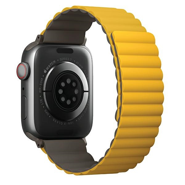 Kryt UNIQ Revix strap Apple Watch 4/5/6/7/SE/8/9/Ultra 44/45/49mm Reversible Magnetic mustard-khaki/mustard-khaki