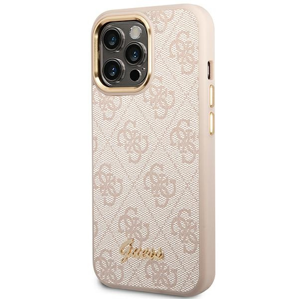 Kryt Guess GUHCP14LHG4SHP Apple iPhone 14 Pro pink hard case 4G Vintage Gold Logo