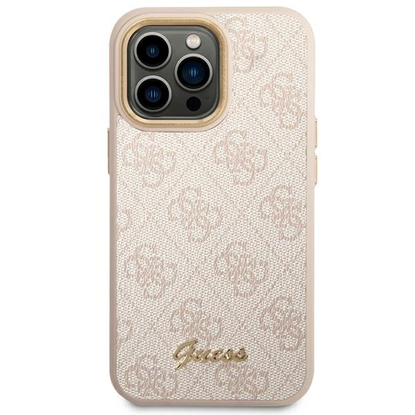 Kryt Guess GUHCP14LHG4SHP Apple iPhone 14 Pro pink hard case 4G Vintage Gold Logo