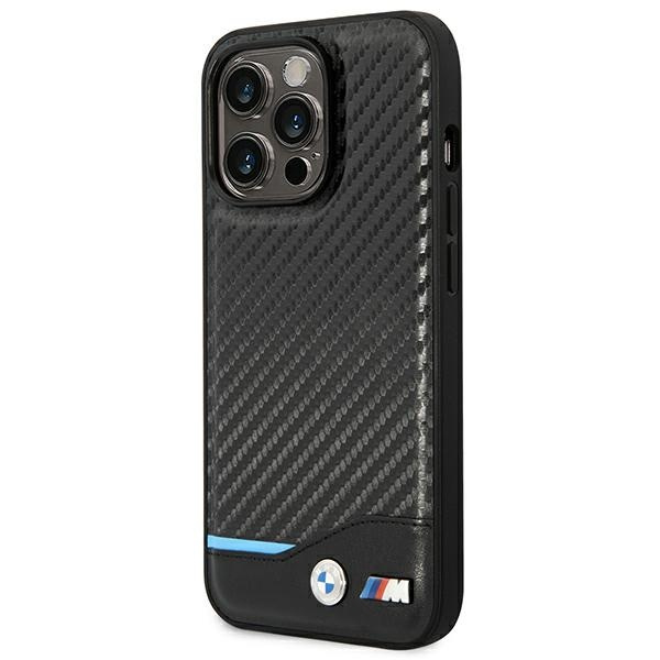 Kryt BMW BMHCP14L22NBCK Apple iPhone 14 Pro black Leather Carbon