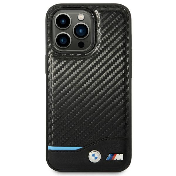 Kryt BMW BMHCP14L22NBCK Apple iPhone 14 Pro black Leather Carbon