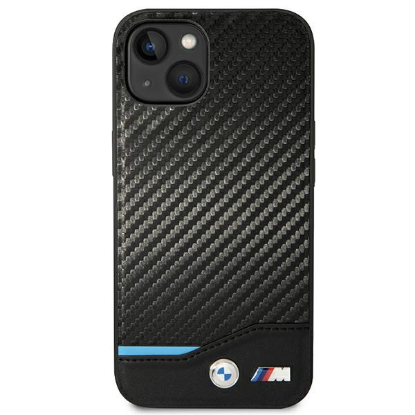 Kryt BMW BMHCP14M22NBCK Apple iPhone 14 Plus / 15 Plus black Leather Carbon