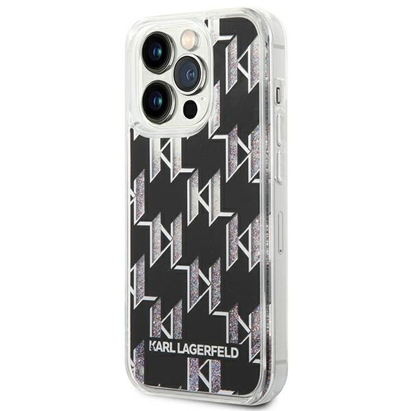 Kryt Karl Lagerfeld KLHCP14LLMNMK Apple iPhone 14 Pro hardcase black Liquid Glitter Monogram