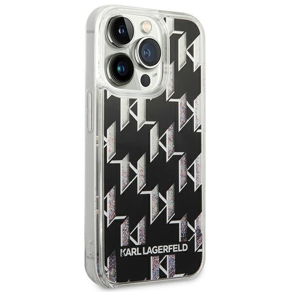 Kryt Karl Lagerfeld KLHCP14LLMNMK Apple iPhone 14 Pro hardcase black Liquid Glitter Monogram