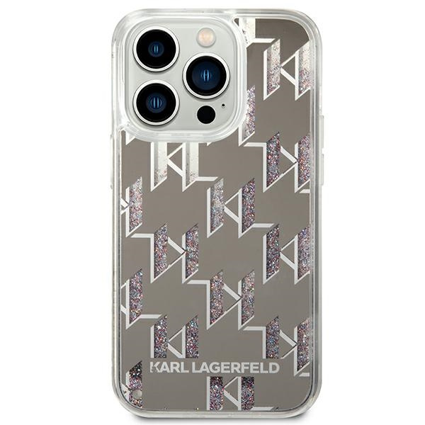 Kryt Karl Lagerfeld KLHCP14LLMNMS Apple iPhone 14 Pro hardcase silver Liquid Glitter Monogram
