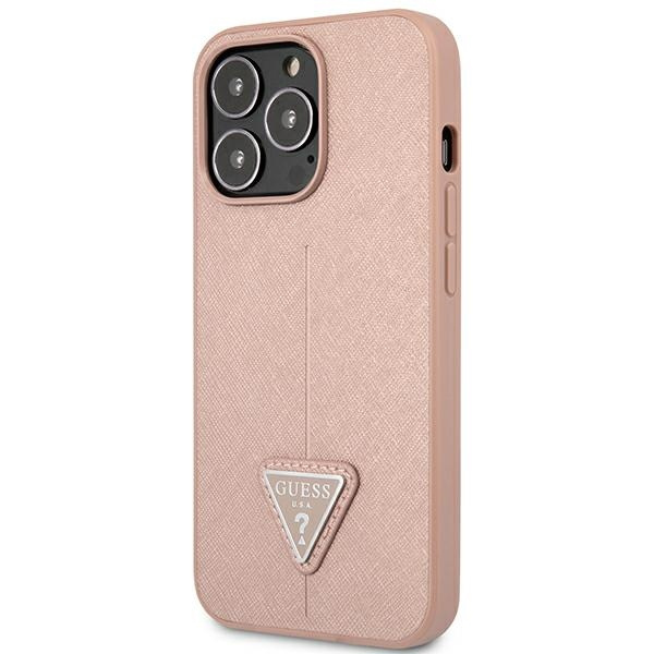 Kryt Guess GUHCP14LPSATLP Apple iPhone 14 Pro pink hardcase SaffianoTriangle Logo