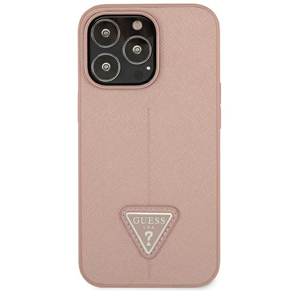 Kryt Guess GUHCP14LPSATLP Apple iPhone 14 Pro pink hardcase SaffianoTriangle Logo