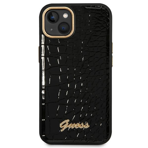 Kryt Guess GUHCP14MHGCRHK Apple iPhone 14 Plus / 15 Plus black hardcase Croco Collection