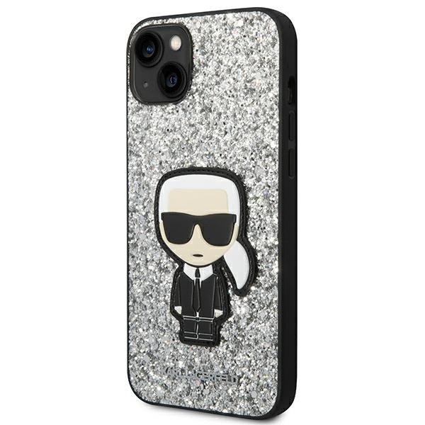 Kryt Karl Lagerfeld KLHCP14MGFKPG Apple iPhone 14 Plus / 15 Plus hardcase silver Glitter Flakes Ikonik
