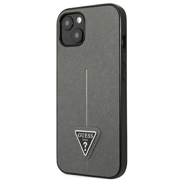 Kryt Guess GUHCP14SPSATLG Apple iPhone 14 silver hardcase SaffianoTriangle Logo