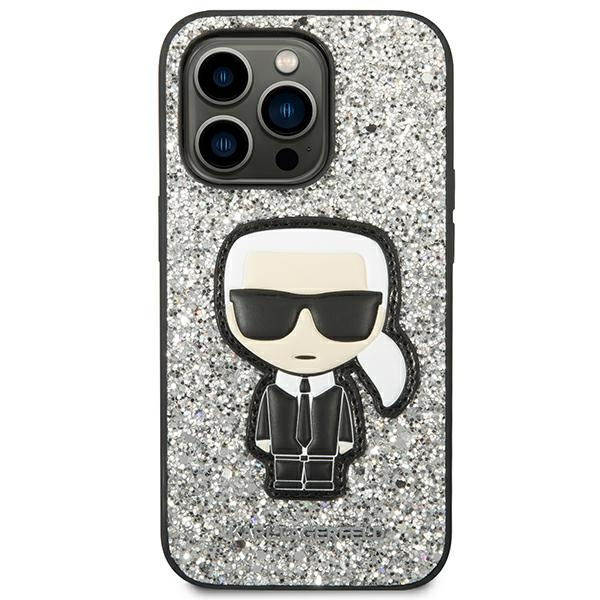 Kryt Karl Lagerfeld KLHCP14XGFKPG Apple iPhone 14 Pro Max hardcase silver Glitter Flakes Ikonik