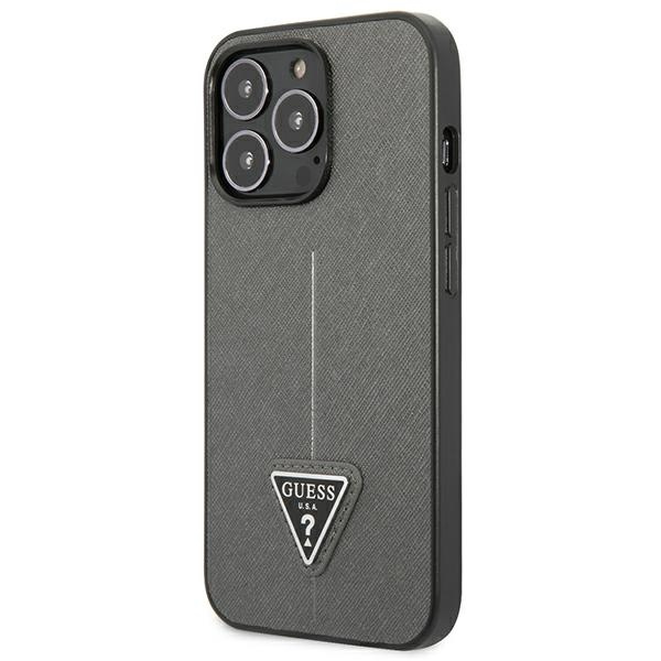 Kryt Guess GUHCP14XPSATLG Apple iPhone 14 Pro Max silver hardcase SaffianoTriangle Logo