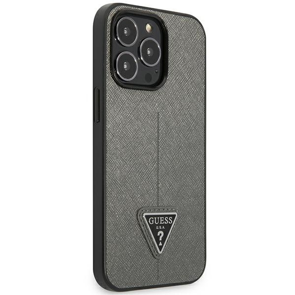 Kryt Guess GUHCP14XPSATLG Apple iPhone 14 Pro Max silver hardcase SaffianoTriangle Logo