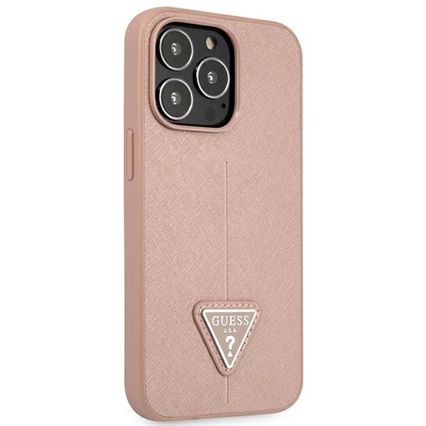Kryt Guess GUHCP14XPSATLP Apple iPhone 14 Pro Max pink hardcase SaffianoTriangle Logo