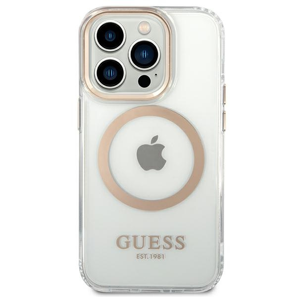 Kryt Guess GUHMP14LHTRMD Apple iPhone 14 Pro gold hard case Metal Outline Magsafe