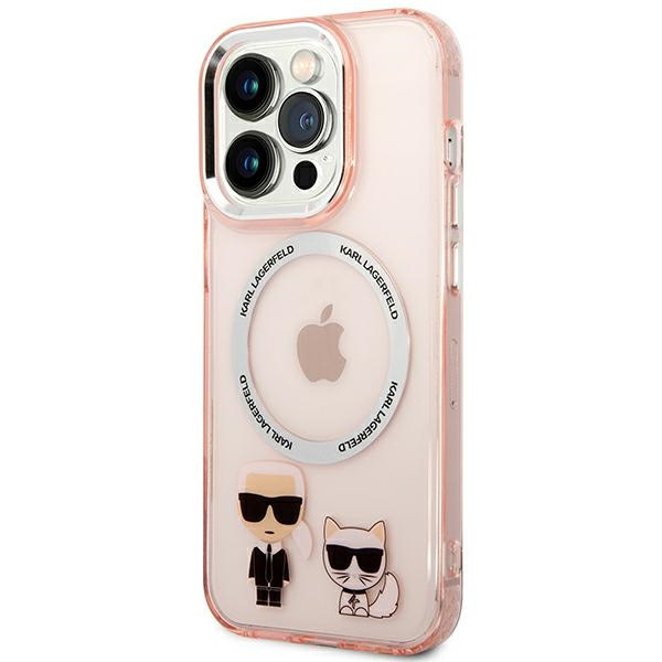 Kryt Karl Lagerfeld KLHMP14LHKCP Apple iPhone 14 Pro hardcase pink Karl & Choupette Aluminium Magsafe