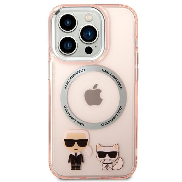 Kryt Karl Lagerfeld KLHMP14LHKCP Apple iPhone 14 Pro hardcase pink Karl & Choupette Aluminium Magsafe
