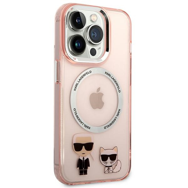 Kryt Karl Lagerfeld KLHMP14LHKCP Apple iPhone 14 Pro hardcase pink Karl & Choupette Aluminium Magsafe