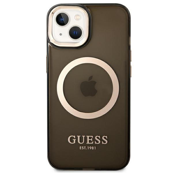 Kryt Guess GUHMP14SHTCMK Apple iPhone 14 black hard case Gold Outline Translucent MagSafe