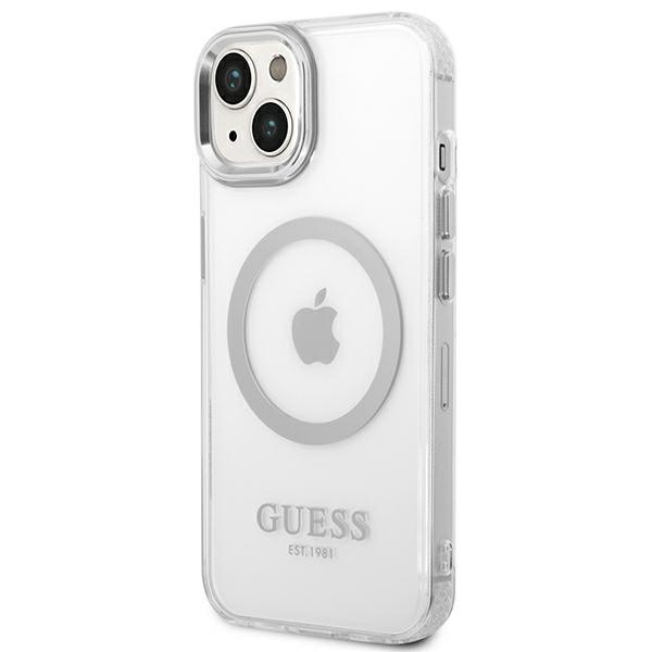 Kryt Guess GUHMP14SHTRMS Apple iPhone 14 silver hard case Metal Outline Magsafe