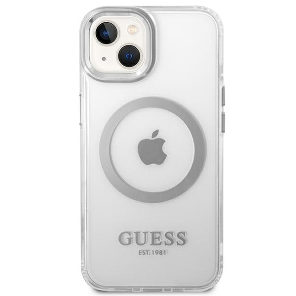 Kryt Guess GUHMP14SHTRMS Apple iPhone 14 silver hard case Metal Outline Magsafe