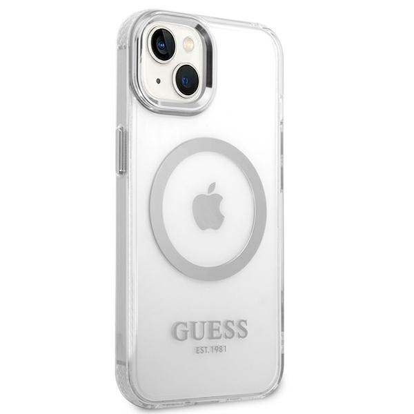 Kryt Guess GUHMP14SHTRMS Apple iPhone 14 silver hard case Metal Outline Magsafe
