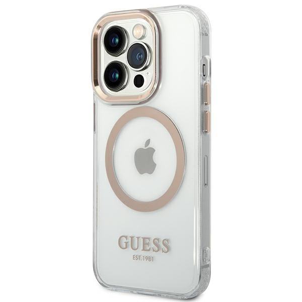 Kryt Guess GUHMP14XHTRMD Apple iPhone 14 Pro Max gold hard case Metal Outline Magsafe