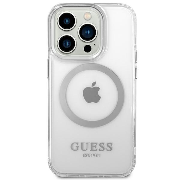 Kryt Guess GUHMP14XHTRMS Apple iPhone 14 Pro Max silver hard case Metal Outline Magsafe