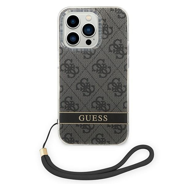 Kryt Guess GUOHCP14LH4STK Apple iPhone 14 Pro black hardcase 4G Print Strap