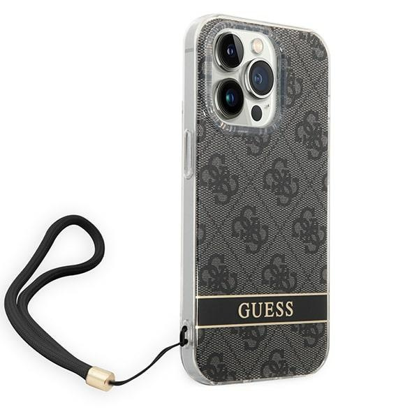 Kryt Guess GUOHCP14LH4STK Apple iPhone 14 Pro black hardcase 4G Print Strap