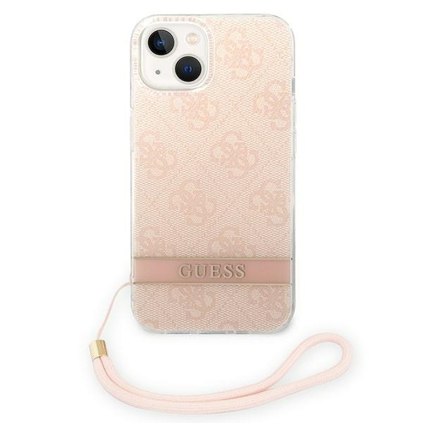 Kryt Guess GUOHCP14MH4STP Apple iPhone 14 Plus / 15 Plus pink hardcase 4G Print Strap