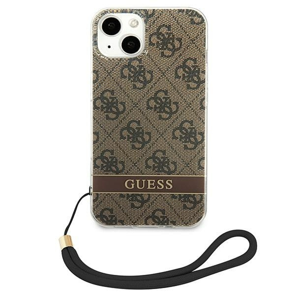 Kryt Guess GUOHCP14MH4STW Apple iPhone 14 Plus / 15 Plus brown hardcase 4G Print Strap