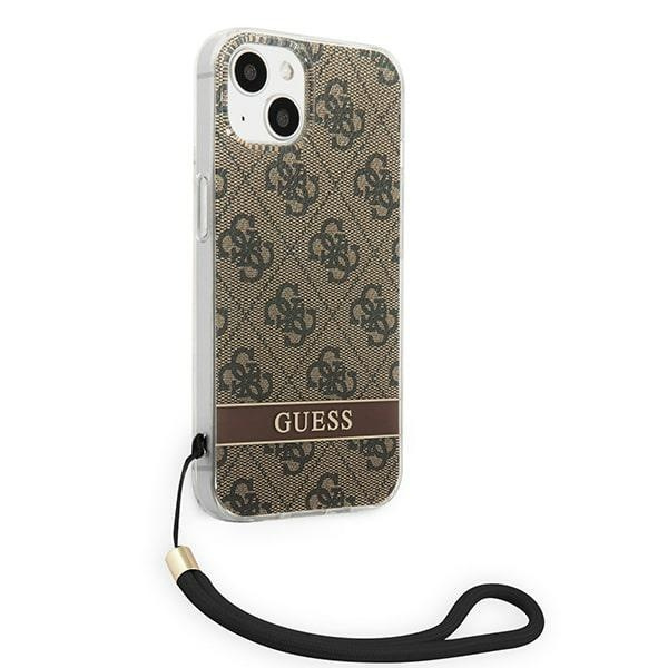 Kryt Guess GUOHCP14MH4STW Apple iPhone 14 Plus / 15 Plus brown hardcase 4G Print Strap