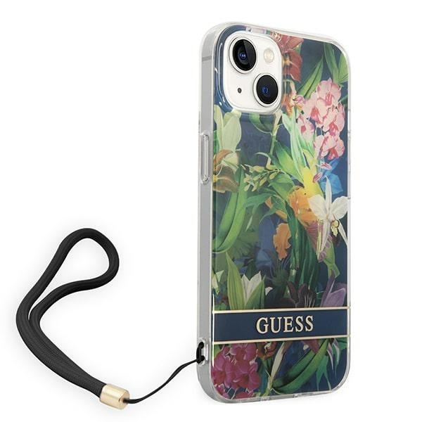Kryt Guess GUOHCP14MHFLSB Apple iPhone 14 Plus / 15 Plus blue hardcase Flower Strap