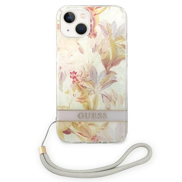 Kryt Guess GUOHCP14MHFLSU Apple iPhone 14 Plus / 15 Plus purple hardcase Flower Strap