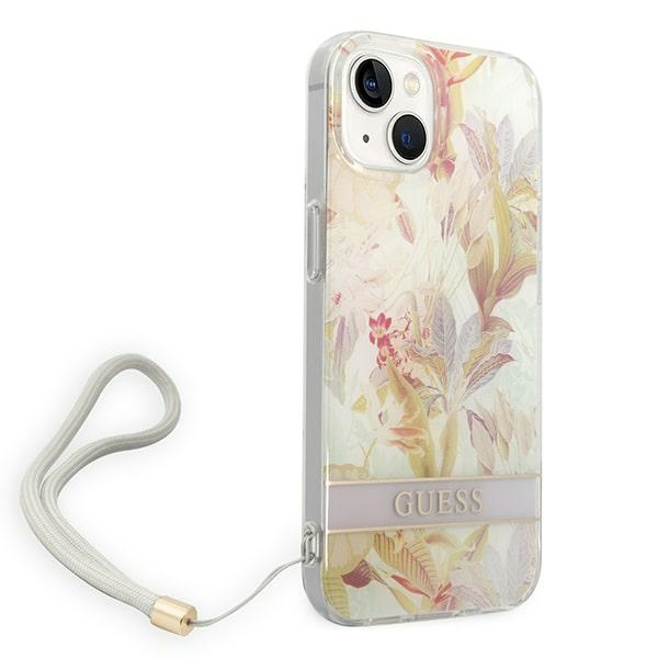Kryt Guess GUOHCP14MHFLSU Apple iPhone 14 Plus / 15 Plus purple hardcase Flower Strap