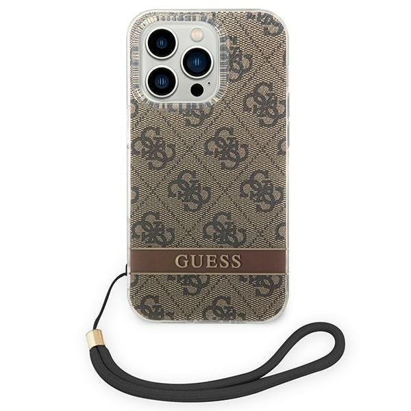 Kryt Guess GUOHCP14XH4STW Apple iPhone 14 Pro Max brown hardcase 4G Print Strap