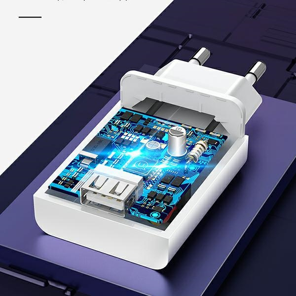 Síťová nabíječka USAMS T22  1xUSB 18W 3A QC3.0 + USB-C cable 1m white T48OCLN01