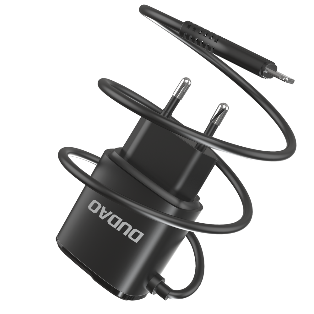 Síťová nabíječka Dudao charger 2x USB with built-in 12W Lightning cable black (A2ProL black)