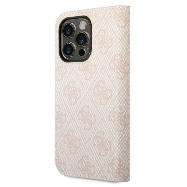 Kryt Guess GUBKP14LHG4SHP Apple iPhone 14 Pro pink book 4G Vintage Gold Logo