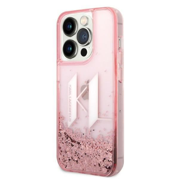 Kryt Karl Lagerfeld KLHCP14LLBKLCP Apple iPhone 14 Pro pink hardcase Liquid Glitter Big KL