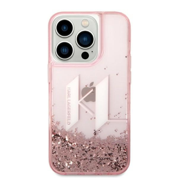 Kryt Karl Lagerfeld KLHCP14LLBKLCP Apple iPhone 14 Pro pink hardcase Liquid Glitter Big KL
