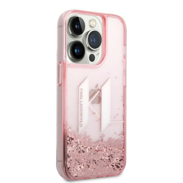 Kryt Karl Lagerfeld KLHCP14LLBKLCP Apple iPhone 14 Pro pink hardcase Liquid Glitter Big KL